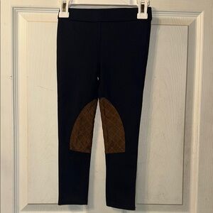 JANIE & JACK GIRLS Size 4 Navy and Brown Riding Leggings with quilted Knee Pads.